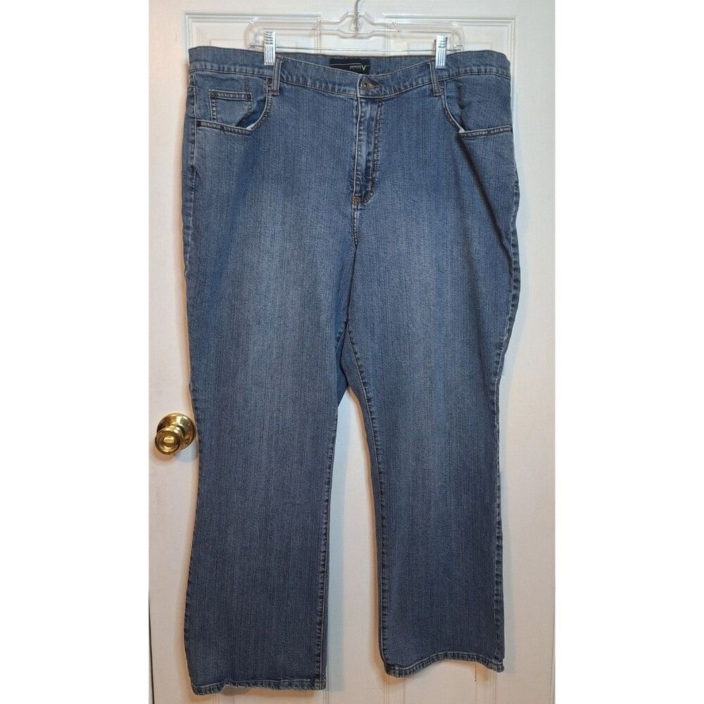 Venezia Medium Wash Blue Denim Straight Leg Jeans Classic Casual Plus Size 26